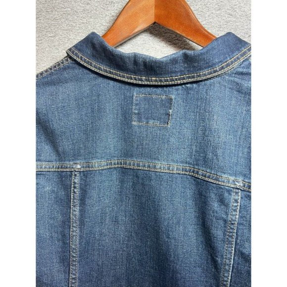 Old Navy Jean Jacket Women L Pocket Denim Button Up Long Sleeve Medium Wash Blue - Picture 10 of 10